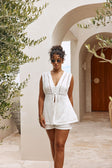 White Cotton Lace V Neck Split Cerelia Top
