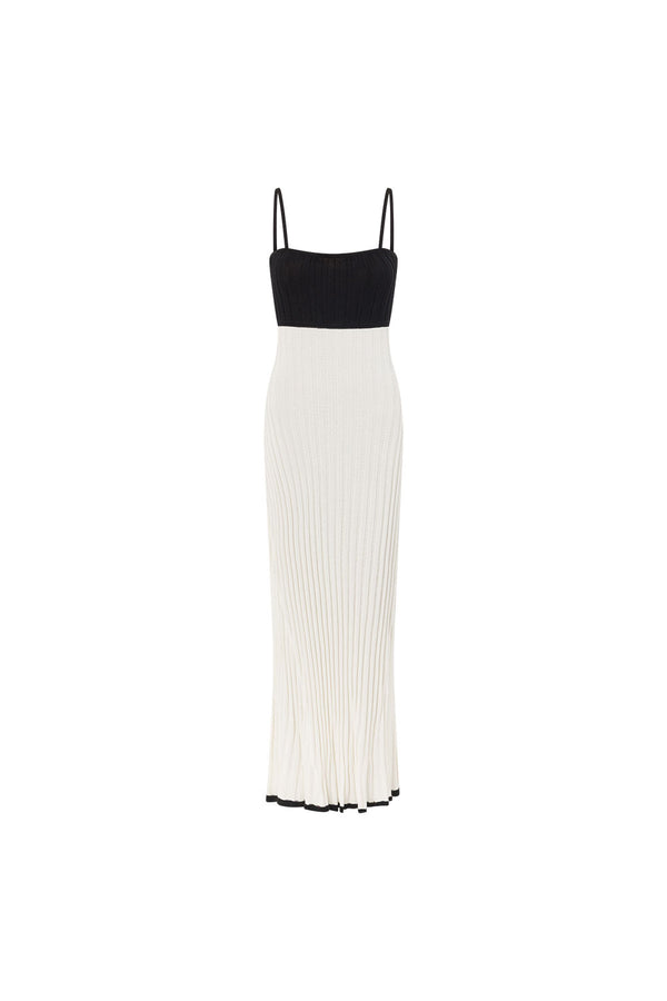 White Ribbed Knit Strappy Maxi Adley Dress