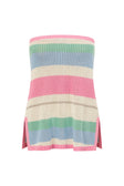 Pastel Stripe Crochet Knit Strapless Damaris Top