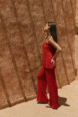 Red Cotton Knit Strapless Athena Top