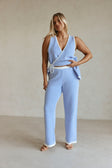Blue and White Stripe Woven Wide Leg Billy Pants