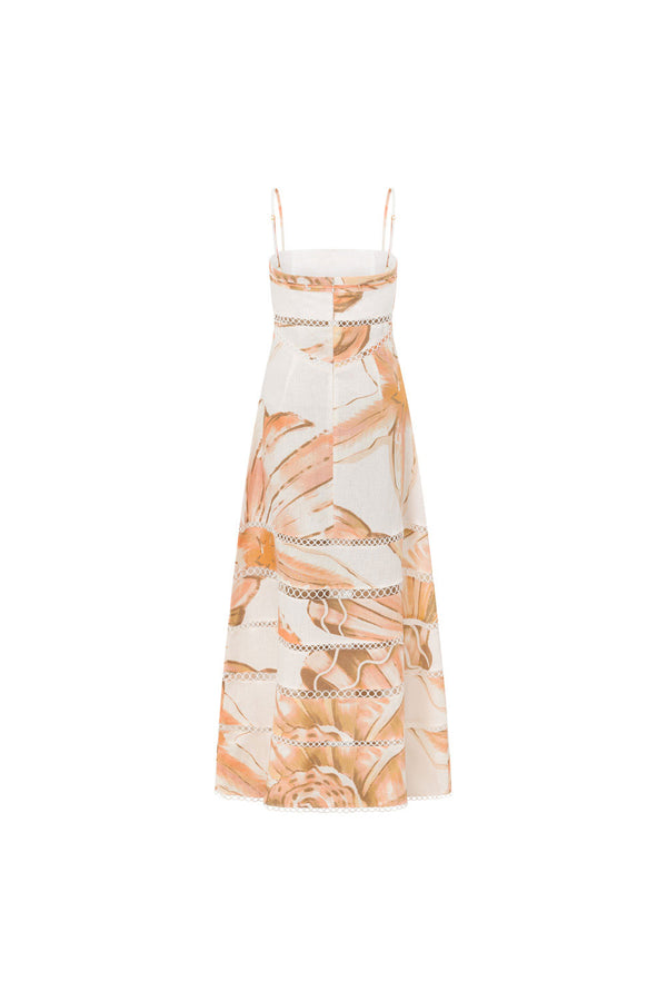 Brown La Spiaggia Print Lace Strappy Maxi Daje Dress