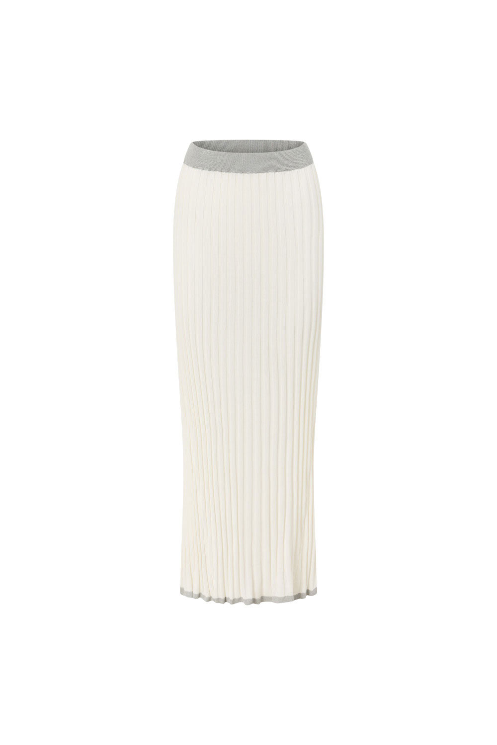 White Woven Ribbed Maxi Silla Skirt
