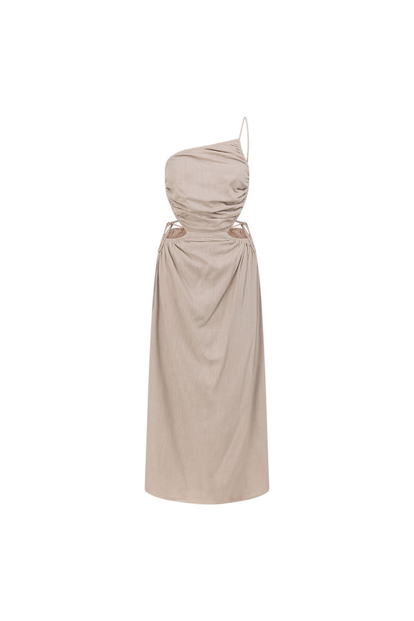 Stone Grey Backless Maxi Mahya Dress