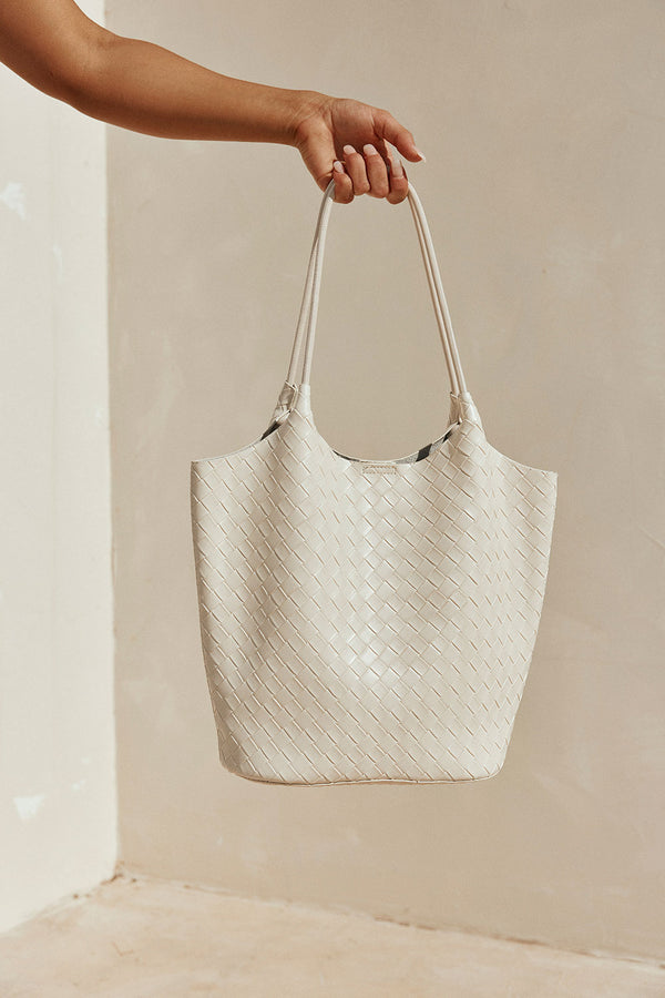 Bone Woven Vegan Leather Havana Bag