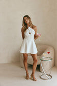 White Backless Cross Halterneck Mini Jorden Dress