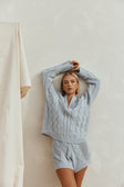 Baby Blue Knit Elastic Diara Shorts