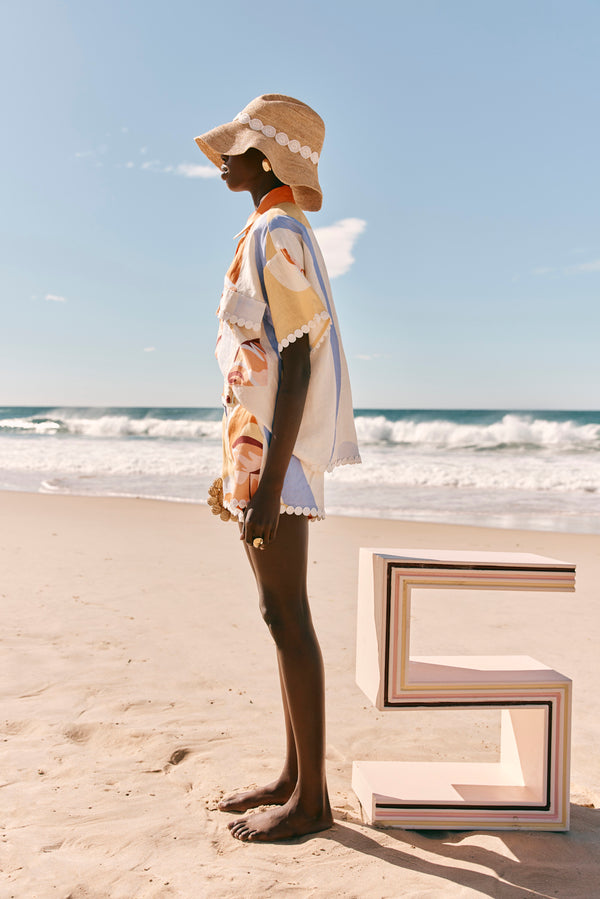 Orange Estivo Dusk Print Button Up Francesca Shirt