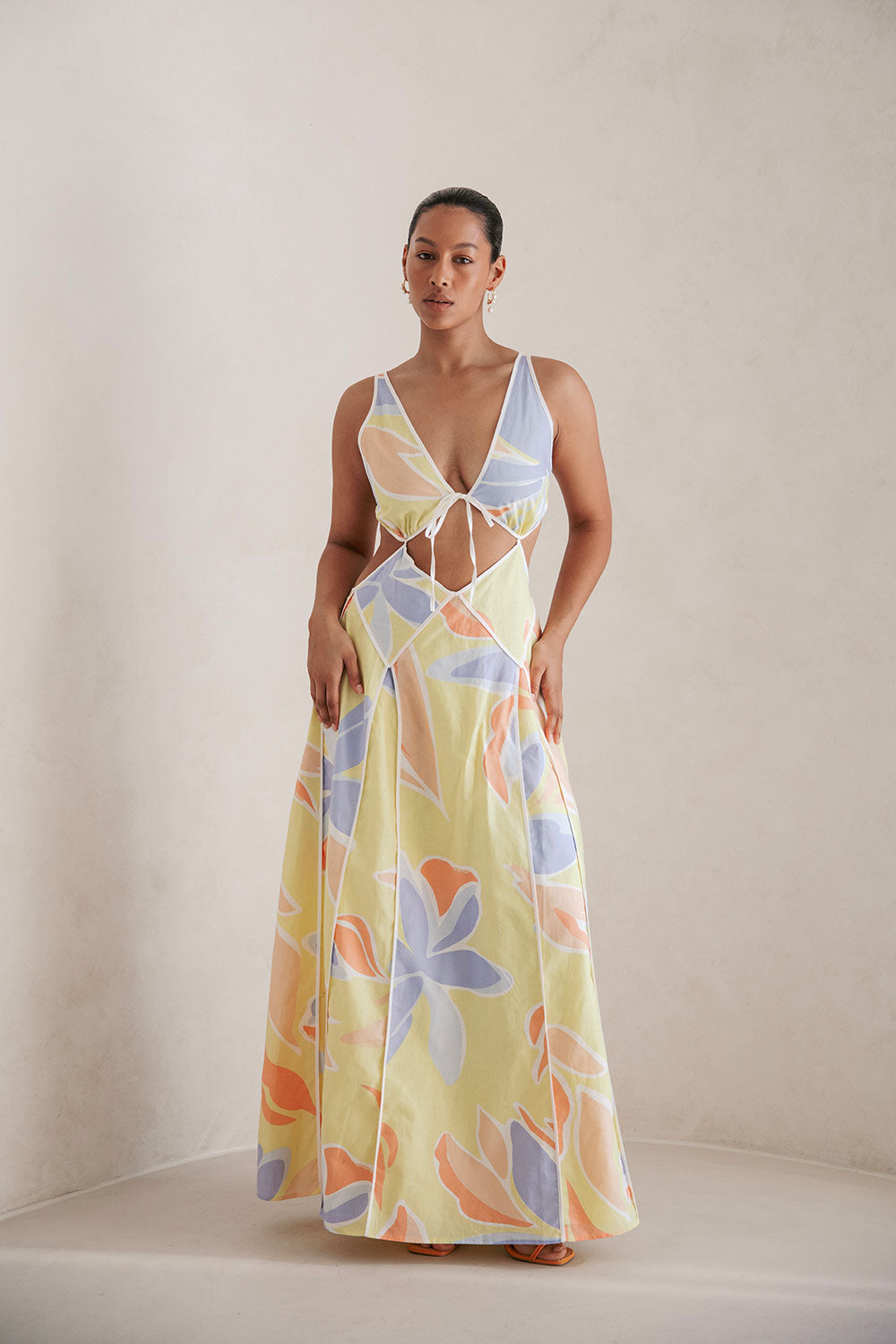 Eliska Cutout Maxi Dress  - Elia Purple Yellow Orange