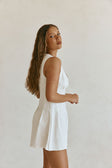 White Pleat Button V Neck Ashli Playsuit