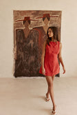 Cherry Red Button A Line Mini Graylee Dress