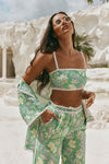 Green Floral Heritage Print Kelia Crop Top