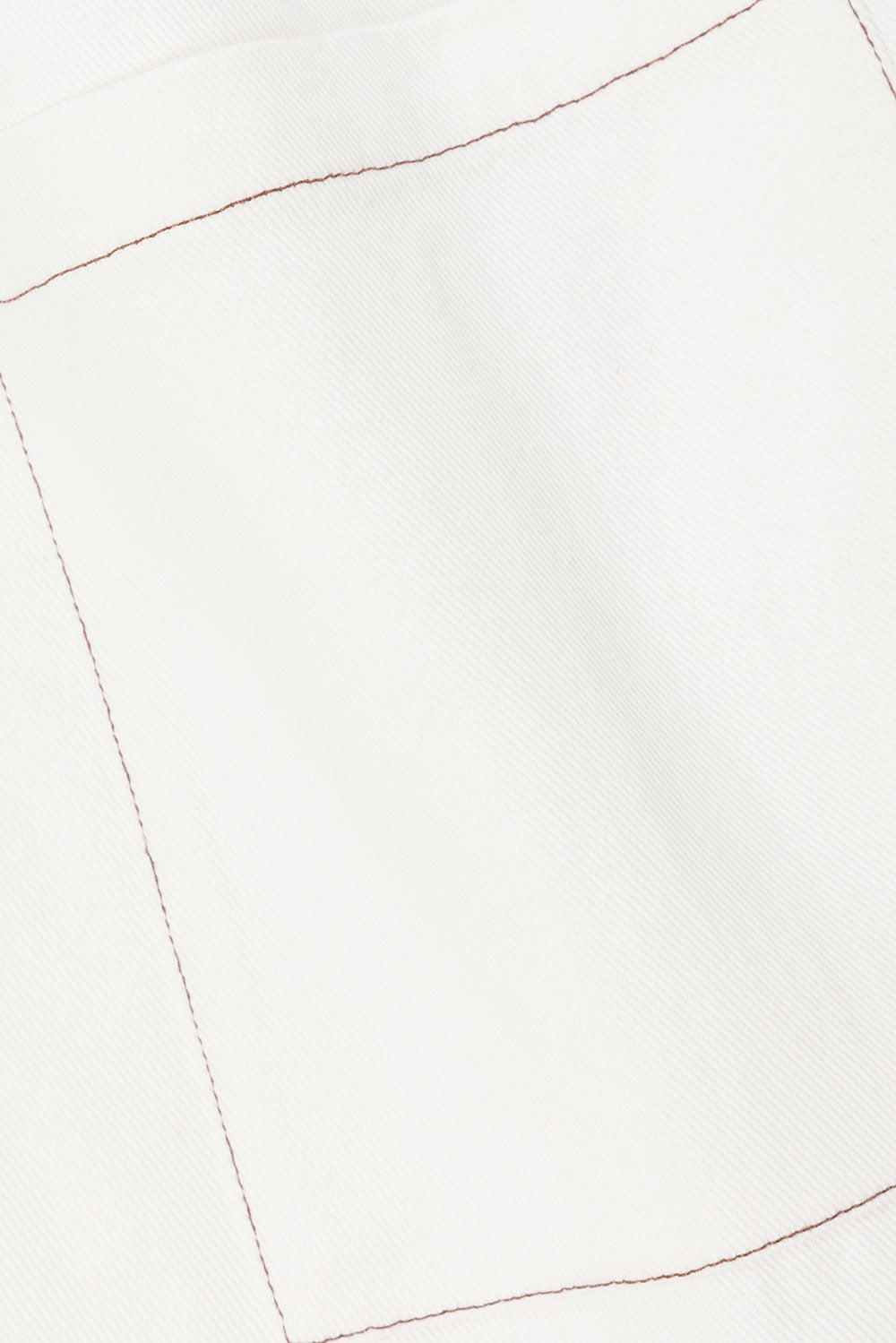 Alexi Button Mini Dress - White, Brown trim