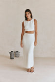 White Cable Knit Crop Lotus Top