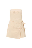 Bandera Strapless Mini Wrap Dress - Beige