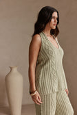 Green Cotton Knit Halter Azari Top