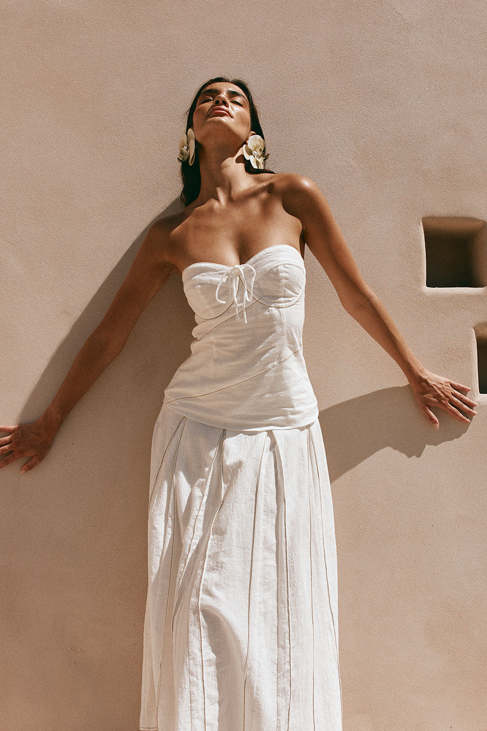 White Strapless Tie Bustier Viviana Top