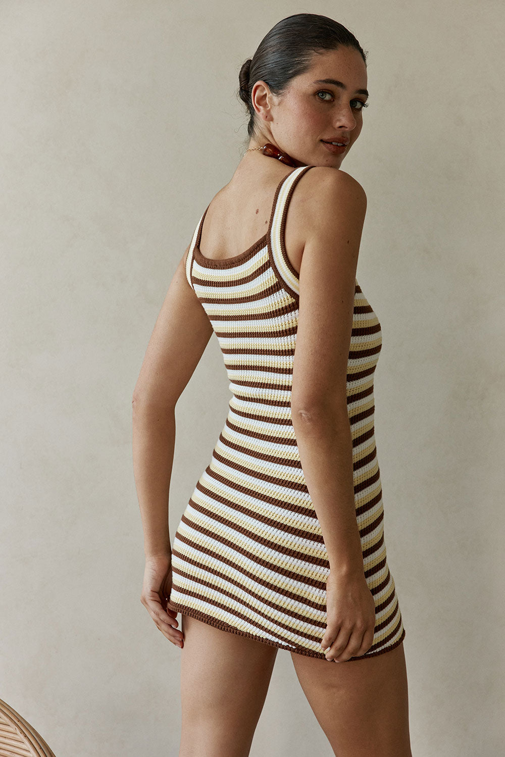 Dallas Dress - Brown Stripe
