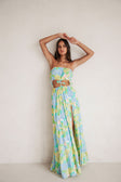 Yellow BLue Floral Dream Maxi Lili Dress