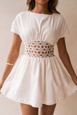 White Flouncy Short Sleeve Mini Alessandra Dress