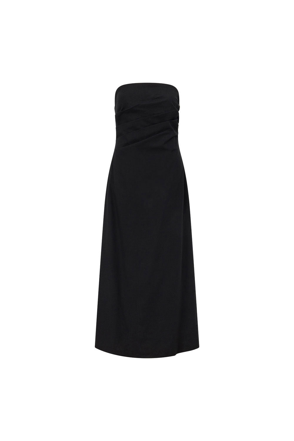 Formal Black Strappless Ruched Maxi Estella Dress