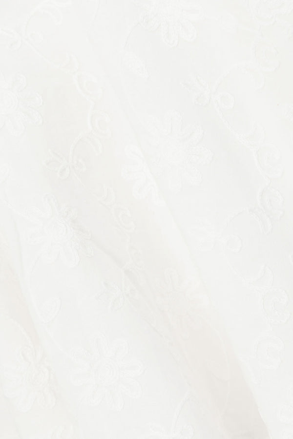 White Embroidered Wide Strap Aleta Playsuit