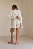 Beige and Black Pintstripe Tie Lyla Shorts