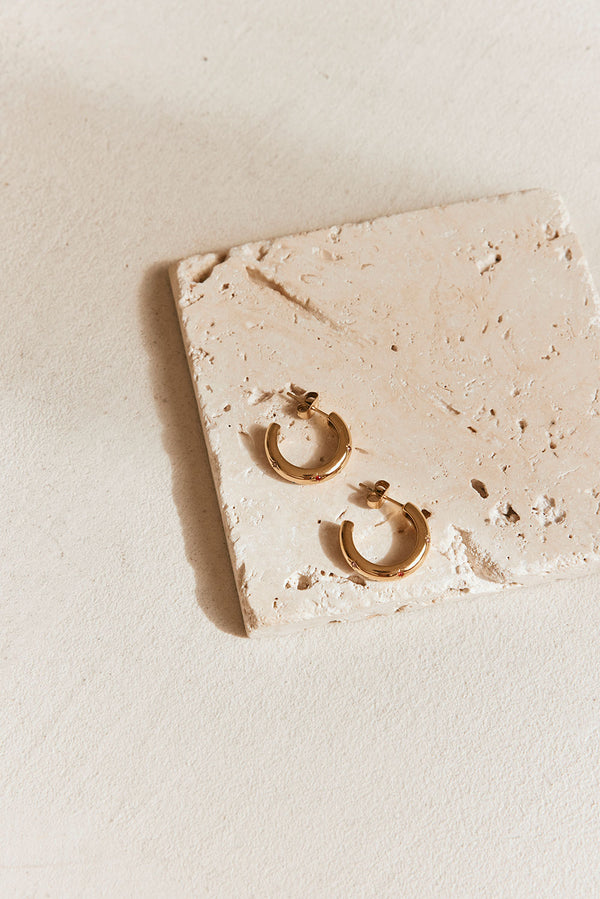 18K Gold Plated Hoop Gemstone Detail Nadia Earrings