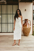 Bridal White Ladder Panel Strapless Empire Top