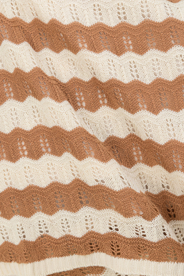 Brown and Cream Stripe Knit Halter Eros Top