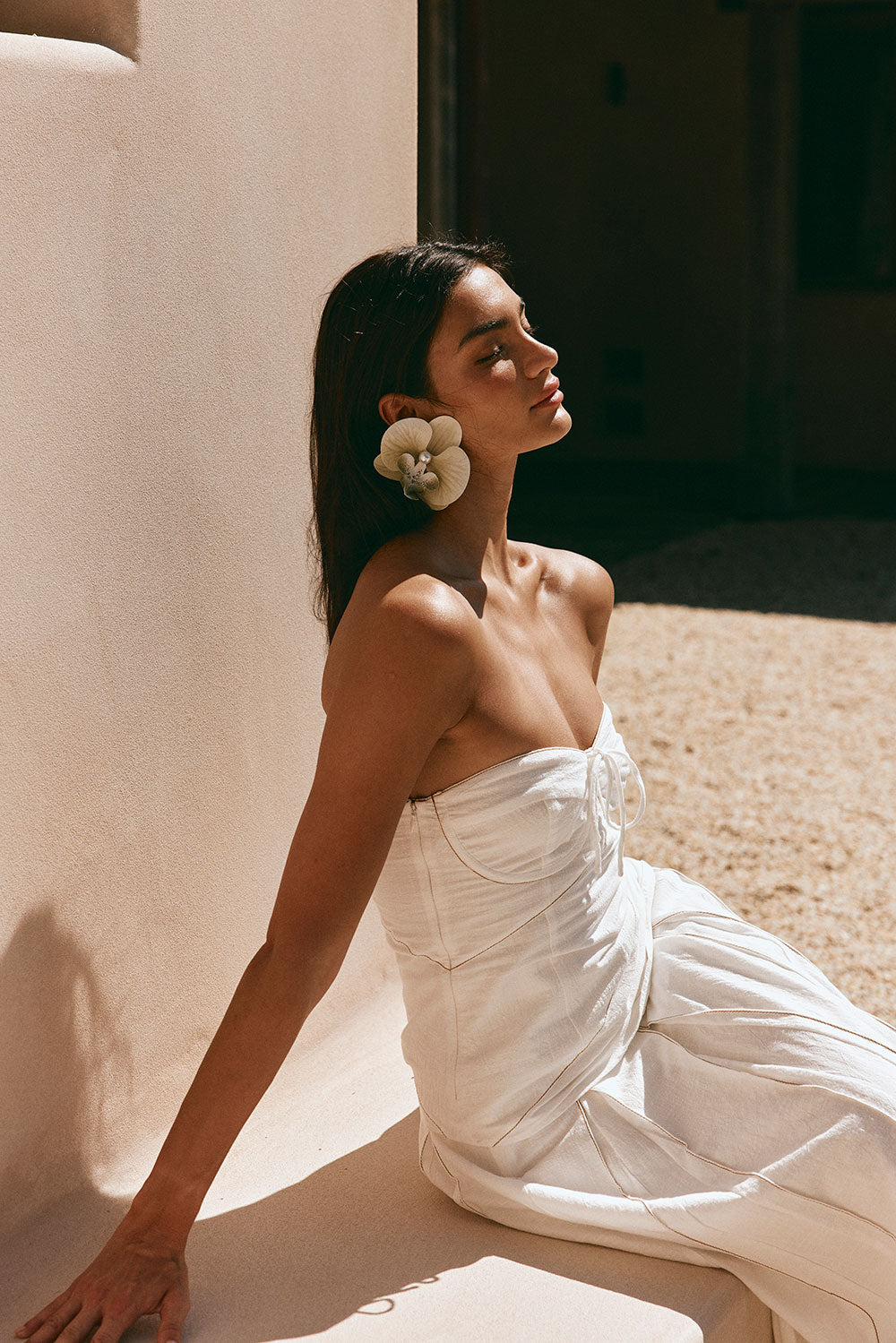 White Strapless Tie Bustier Viviana Top