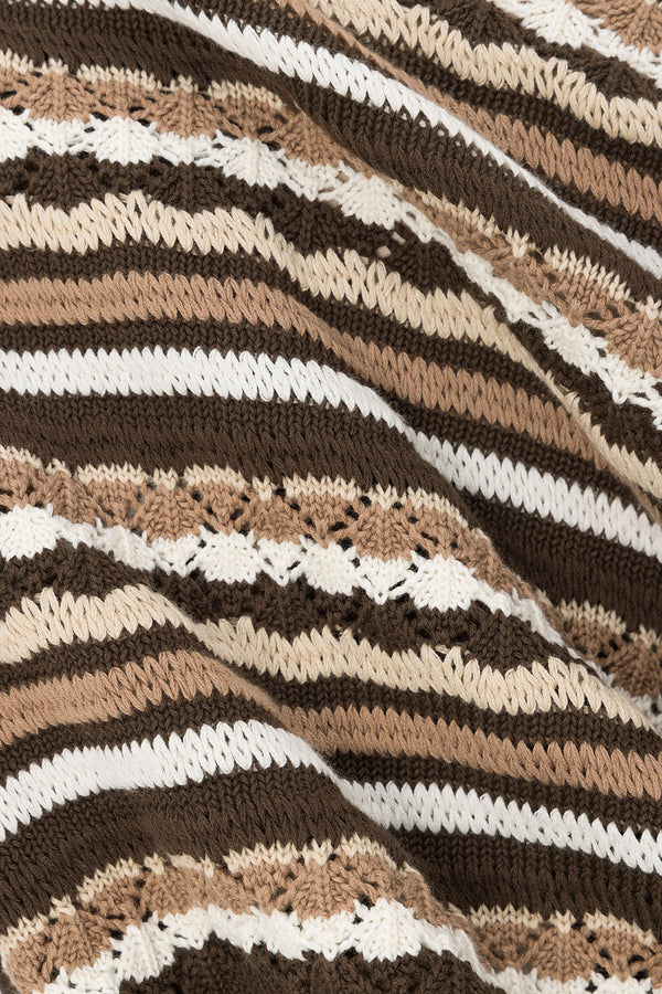 Brown And Cream Stripe Wrap Mini Abyss Dress