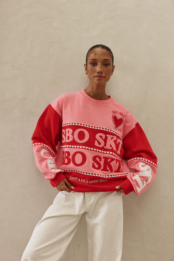 Pink and Red Terry Oversized Vintage Adora Sweater