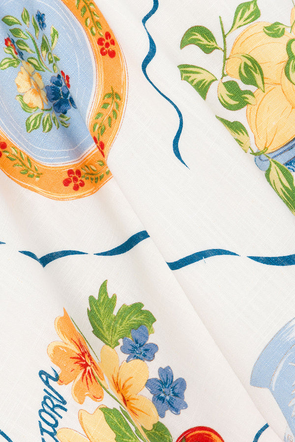 White Trattoria Print One Shoulder Tie Giuliana Top