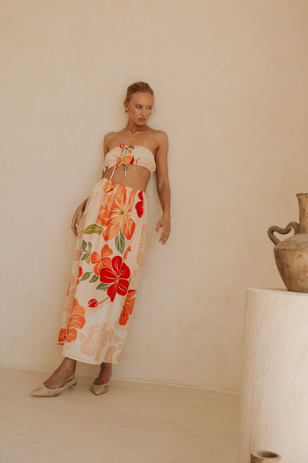 Pink Petal Scarf Tie Cutout Maxi Fei Dress