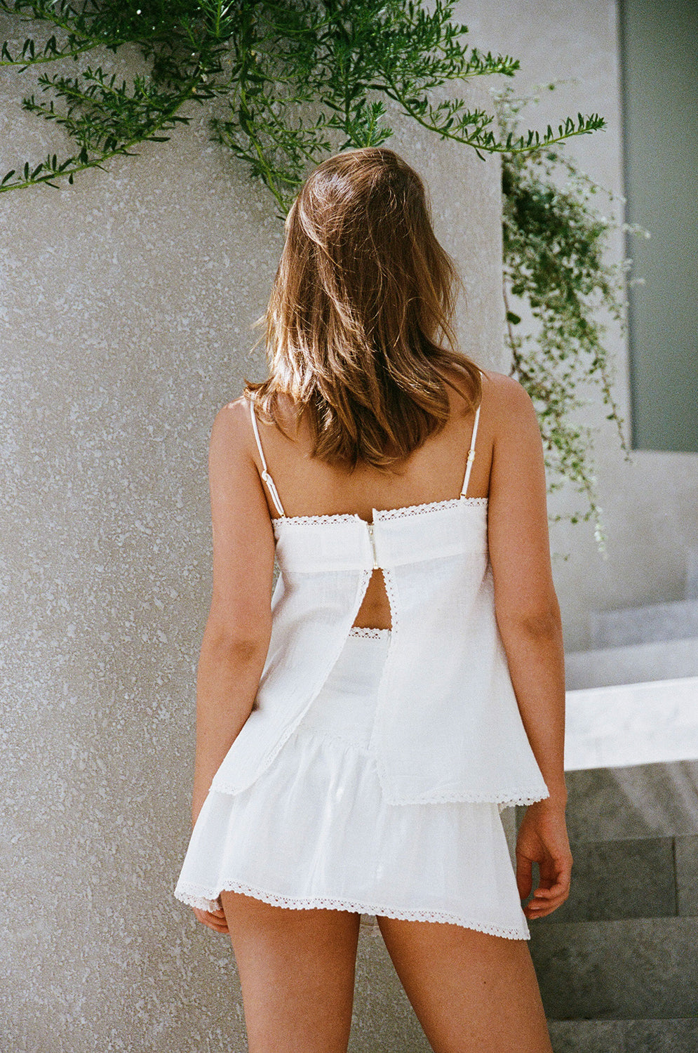 White Cotton Split Strappy Alani Top