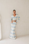 Kaila Maxi Skirt - Blue, White, Grey