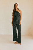 Adeline Silk One Shoulder Backless Top - Black