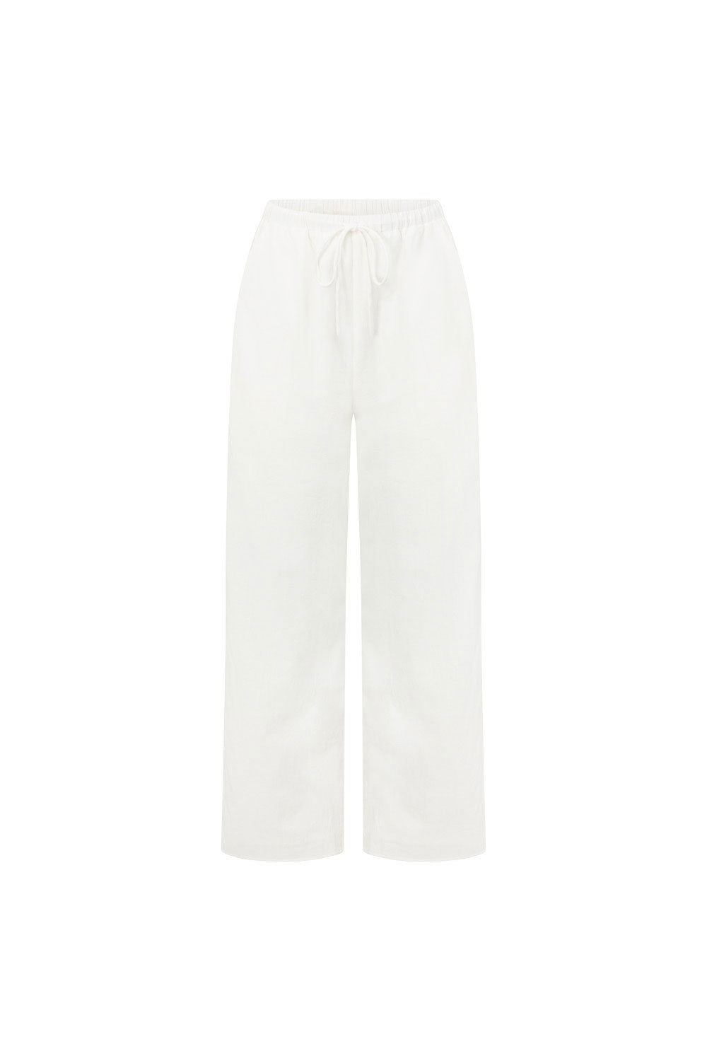 White Linen Elastic Drawstring Pocket Brisa Pants