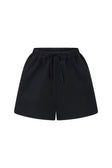 Black High Waist Elastic Drawstring Akel Shorts