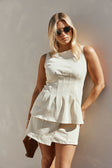 Cream Structured Pleated Dart Breezy Top