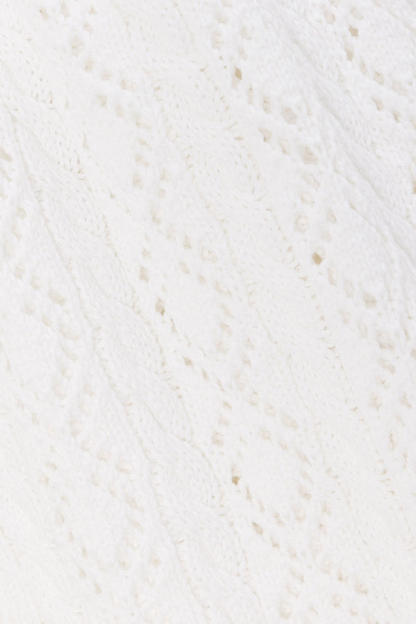 White Crochet Knit High Waist Elastic Cierra Pants