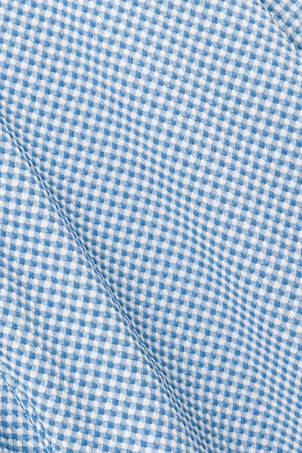 Blue And White Checker Button Marah Top