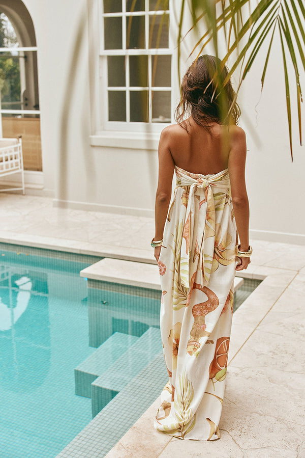 Cream Island Time Strapless Bow Maxi Anela Dress