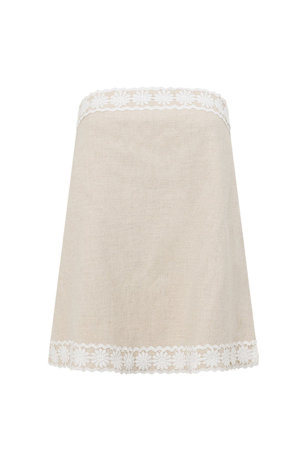 Beige Vintage Lace Detail Strapless Millie Top