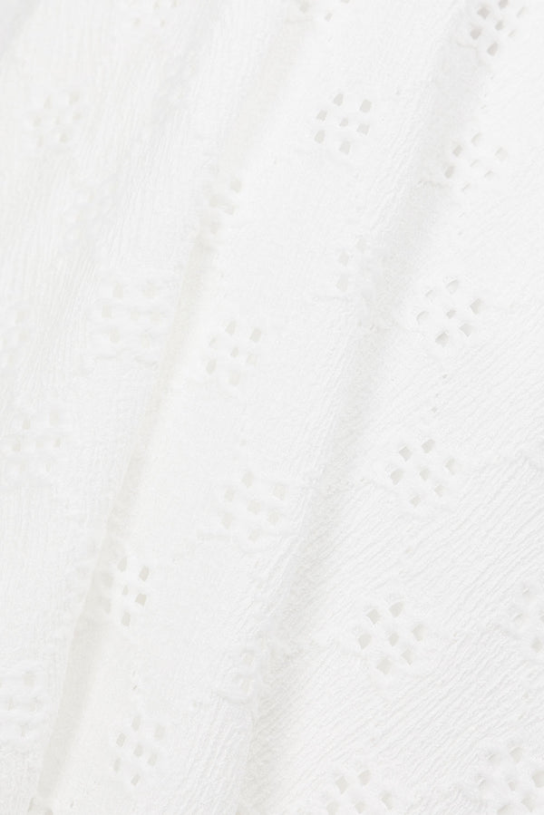 White Elastic Gathered Strapless Ellira Top