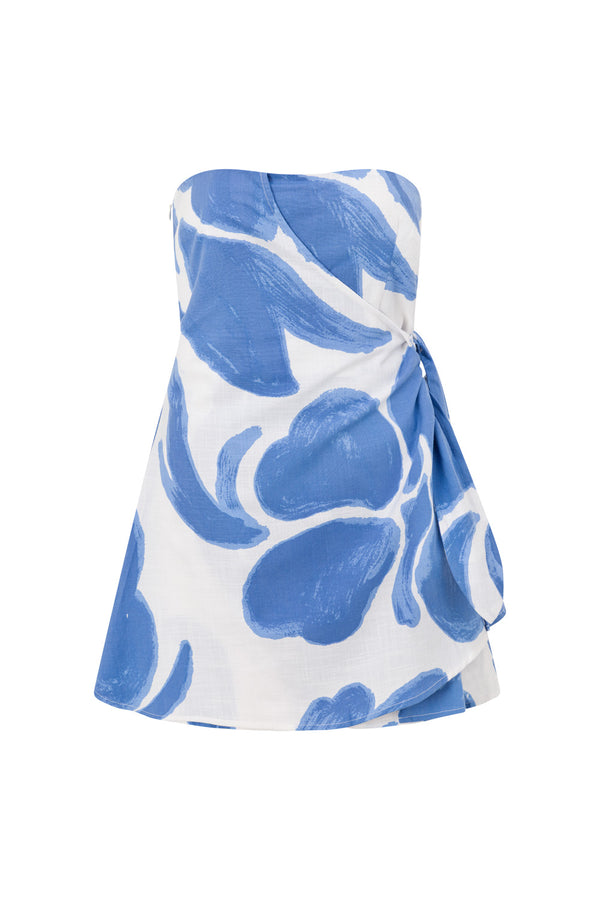Blue Ada Flora Print Strapless Mini Oak Dress