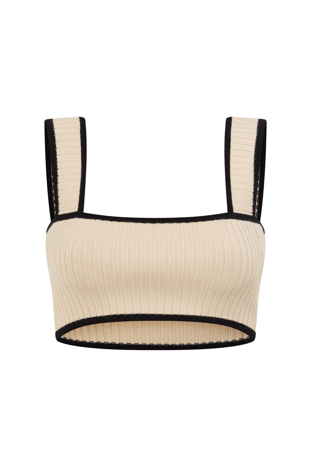 Beige Ribbed Cropped Leilani Top