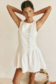 White Button-Up Mini Alfresco Dress