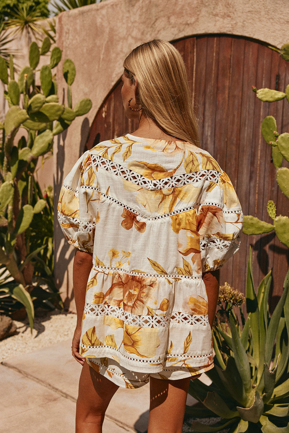 White Agalia Floral Print Button Up Jara Blouse